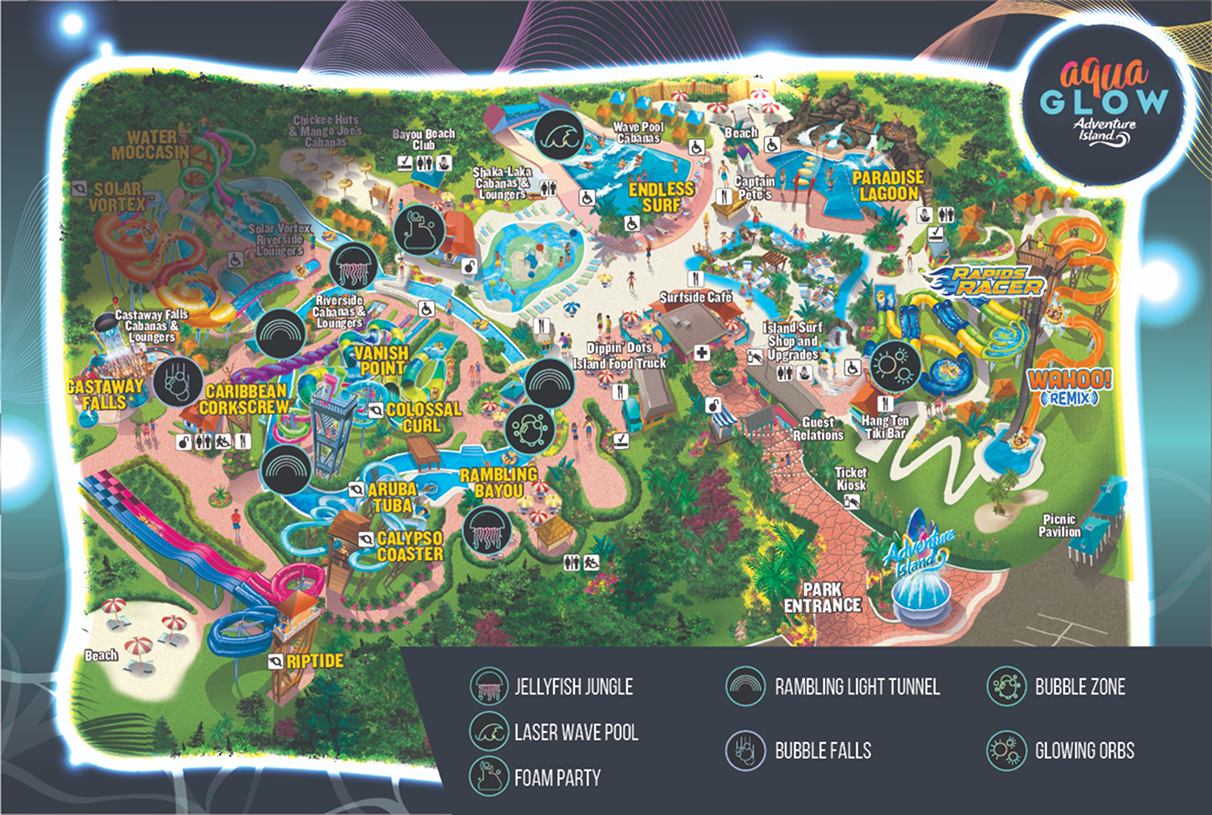 Aquatica Orlando AquaGlow 2024 Event Map