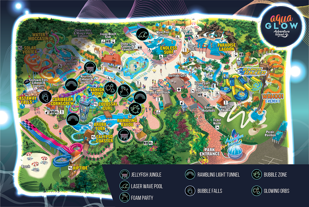 Aquatica Orlando AquaGlow 2024 Event Map