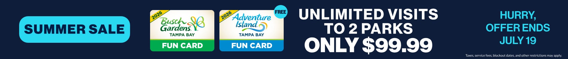 Summer Sale: Unlimited Visits to 2 Parks -Only $99.99!