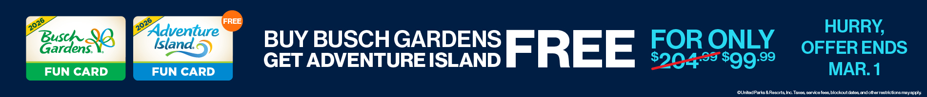 Buy Busch Gardens get Adventure Island Free