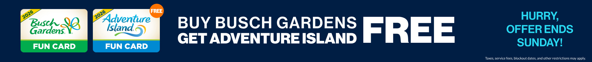 Buy a Busch Gardens Fun Card, get Adventure Island Free