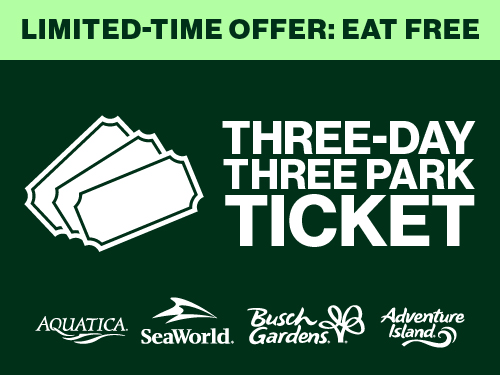 Limited-Time Offer: Eat Free with the purchase of a Three-Day Three Park Ticket