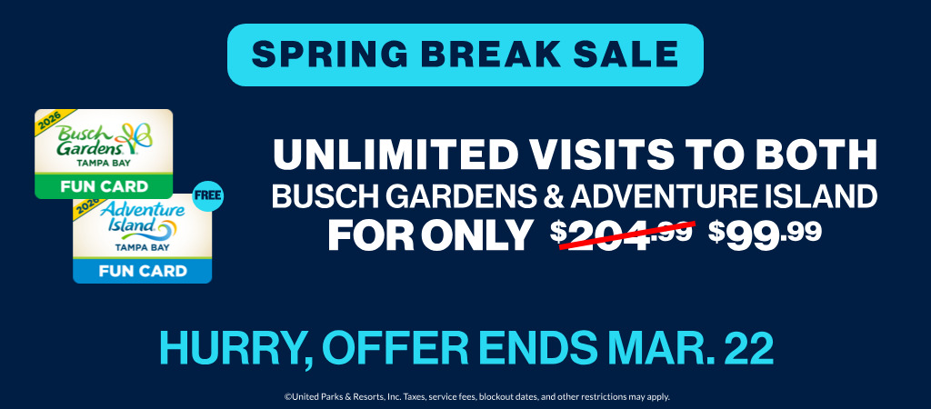 Unlimited Visits for both Busch Gardens and Adventure Island