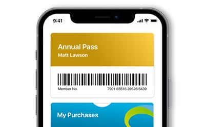 My Visit section of the Mobile App showing an Annual Pass.